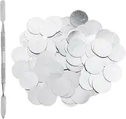 100Pcs Round Metal Stickers for Magnetic Empty Eyeshadow Eyeshadow + Depotting Spatula