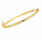 14k Yellow Gold 5.5" Twisted Fluted Hinged BABY Bangle/Bracelet 3 grams