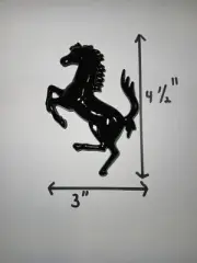 Ferrari BLACK metal prancing horse decal emblem 4 1/2" Height X 3" Wide
