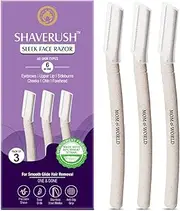 Mom & World ShaveRush Sleek Face Razor, 6 in One, Made with 80% Wheat Straw, Environment Friendly, Stainless Steel Blades, Anti-Slip, Precision Shave (Pack of 3)