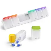 Magnetic Weekly Pill Organizer,Removable 7 Day 1 Time a Day Pill Box,Travel Pill Case,Once a Day Medicine Dispenser,Medication Holder Color White