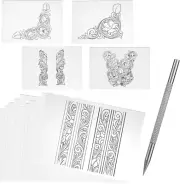 Leather Scriber Pen, Pointy Stainless Steel Picker Pen with Carving Pattern Desc