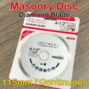 Masonry Grinder Blade Disc - 115mm CONTINUOUS Diamond Angle Grinding Wet Cutting