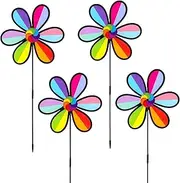Windmill for Yard | Set of 4 Colorful Petal Shape Yard Wind Spinner,Art Decor for Backyard Patio Lawn Terrace Courtyard Balcony Festival
