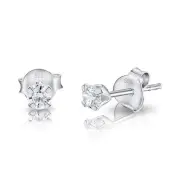 925 Sterling Silver - TINY Round Stud Earrings with Cubic Zirconia - Diameter: 3