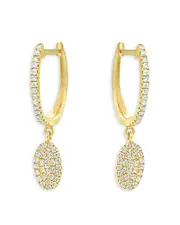 Meira T 14K Yellow Gold Diamond Cluster Dangle Hoop Earrings