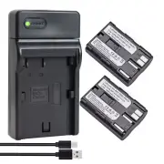 2X Battery +Charger For Canon BP-511 EOS-10D 20D 30D 60D PowerShot G1 G2 G3 G5
