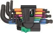 Wera 950/9 Hex-Plus Multicolour 2 L-Key Set, Metric, BlackLaser, 9Pc