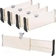 4 Pcs Adjustable Drawer Dividers Organizer Separators,Good Grips Dresser Organizer,for Bedroom, Bathroom, Closet, Baby Drawer, Desk, Kitchen Storage
