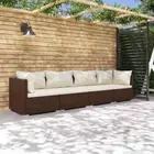 4 PCS Modular Garden Lounge Set With Cushions PE Rattan Outdoor Furniture Brown