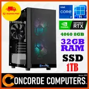 Intel Core i9 NVIDIA RTX 4060 32GB DDR4 Ram 1TB SSD Desktop PC Gaming Computer