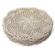 12pcs Vintage Cotton Mat Round Hand Crocheted Lace Doilies Flower Coasters Lot Household Table Deco Beige