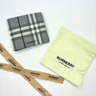 🐰現貨 Burberry皮夾 巴寶莉短夾 男生皮夾 格紋灰 BURBERRY