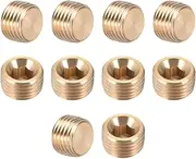 uxcell Brass Hex CounterSunk Socket Pipe Plug Fitting 1/4" G Male Thread Pipe Adapter Connector 10pcs