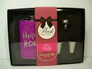 Flask Gift Set Happy Hour Great Gift for Bridesmaid/Christmas Purple Sparkle 4PC