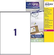 Avery L7167 Self Adhesive Parcel Shipping Labels, Laser Printers, 1 Label Per A4 Sheet, 100 Labels, UltraGrip, White