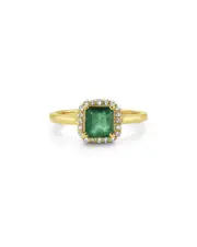 Forever Creations 14K 1.30 ct. tw. Diamond & Emerald Halo Ring