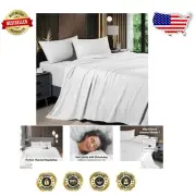 Breathable King Sheet Set - 4 Pieces, Cooling Rayon Bamboo Fabric, 16" Pocket