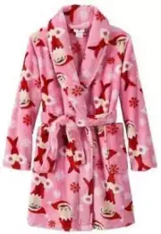 Girls Robe Christmas Winter Bath The Elf On The Shelf Pink Fleece Collar-sz 4