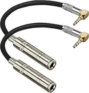 tunghey 2Pack Right Angle 1/4 to 3.5mm Headphone Adapter, TRS 6.35mm Female to 3.5mm Male 1/8 to 1/4 Stereo Audio Adapter for Amplifiers, Home Theater Devices to Phone, Headphones 0.3M