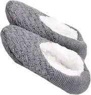 [PACKOVE] 1Pair Adult Warm Fuzzy Slipper Socks with Grippers for Winter Cozy House Socks for Men Women Soft Wear Resistant for Cold Weather Home Use Light Grey