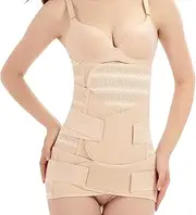 [NekoE＆O] Postpartum Belly Band - 3 in 1 Postpartum Belly Support Recovery Wrap, Adjustable Postpartum Belly Wrap C-section Recovery, Breathable Waist Trainer for Belly/Waist/Pelvis Wrap Body Shaper (M) Nude, Nude, Medium