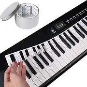 MuzcYM Piano Keyboard Stickers 61 Full Size Key Set Free Paste Keyboard Rake Note Marker Overlay Piano Key Stickers for Beginners Kids with Colorful Bigger and Bold Letters, Transparent and Removable