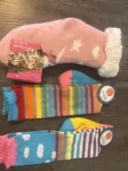 NWT GIRLS SOCKS Size M/12-6LOT OF 3 Jefferson Colorful Socks Unicorn Slippers