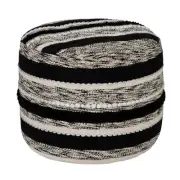 Amelia White Cotton Round Accent Ottoman