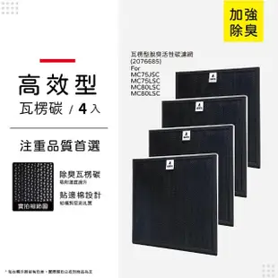 【蟎著媽】瓦楞型脫臭活性碳濾網4入優惠組(適用 Daikin 大金 空氣清淨機 MC75LSC MC75JSC MC80LSC MC80JSC)