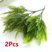 2/1pcs Artificial Plant Diy 7 Branches Plastic 49 Leaves Fake Greenery Fern Home
