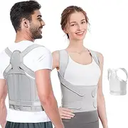 Bilmoon Back Brace Posture Corrector for Women and Men, Back Braces for Upper and Lower Back Pain Relief, Adjustable and Fully Back Support Improve Posture and Lumbar Support (Gray, L)