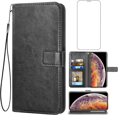 Compatible with iPhone Xs X 10 10s Wallet Tempered Glass Screen Protector