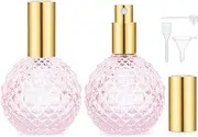 Segbeauty Travel Perfume Refillable Bottle, 2Pcs 100ml Perfume Spray Bottle Glass, Empty Perfume Atomiser, Refillable Perfume Portable Atomizer Bottle, Perfume Dispenser for Travel (Pink)