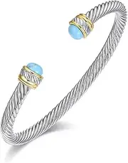 [Ofashion] Twisted Cable Bracelet Designers Inspired Cuff Bracelets with Gemstones