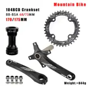 Bicycle Crankset 104BCD MTB Bike Crank 170/175mm Chainring 32T 34T 36T 38T