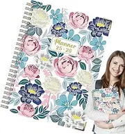 Notebooks for Work,Calendar Planner Book - A5 Thick July 2025-June 2026 Aesthetic Flower Pattern Coil Diary for Journaling Note-taking Sketching Studying Creative Writing Planning