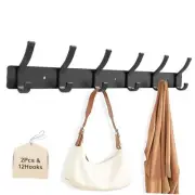 2 Pack Coat Rack Wall Mount, All Metal Wall Hooks for 6 Double Hooks-2 Pack