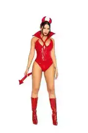 ~ NWT ~ Roma ~ 4PC Sexy Underworld RED DEVIL Sequin Diva Bodysuit Costume ~ S