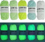 5 Rolls Glow in The Dark Yarn, 53 Meters Luminous Crochet Yarn for Crocheting, Polyester DIY Knitting Glow Fingering Yarn, DIY Arts Bulk Crafts Sewing Beginner Supplies for Arts Crafts Sewing