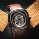 SEVENFRIDAY P2C-01 豌豆射手自動上鍊機械錶-咖啡色/47X47.6mm