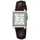 【CASIO】經典時尚方形銀框皮革腕錶-羅馬白面(LTP-V007L-7E2UDF)