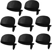 [LIFKOME] Japanese Style Chef Hat Turban Cotton Chef Kitchen Cap Ties Elastic Hats for Women Men Black
