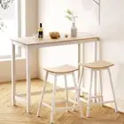 NNEDSZ Artiss Bar Table and Stools Set Dining Desk Solid Wood Kitchen Chairs Caf