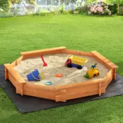 Kids Sandpit, Wooden Octagon Sand Pit Sandbox Play Toys Sandcastle Garden Patio