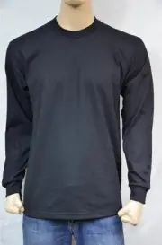 1 PROCLUB HEAVY WEIGHT LONG SLEEVE T-SHIRT PLAIN BLACK PRO CLUB S-7XL 1PC