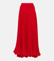 [Balmain] Balmain Pleated crêpe maxi skirt UK 12 red