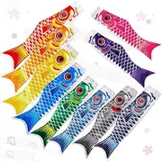 Boao 10 Pcs Japanese Carp Windsock Fish Flag Kite 15.7 Inch Japanese Hanging Windsocks for Garden Backyard Home Outdoor Sushi Bar Restaurant Decoration (Classic)