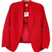 Anne Klein Titian Red Suit Blazer/Jacket size 14 Open-Front Gold Trim NWT