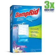 3x DampRid Hanging Moisture Absorber 397g Damp Rid Lavender Mould Odour Kill